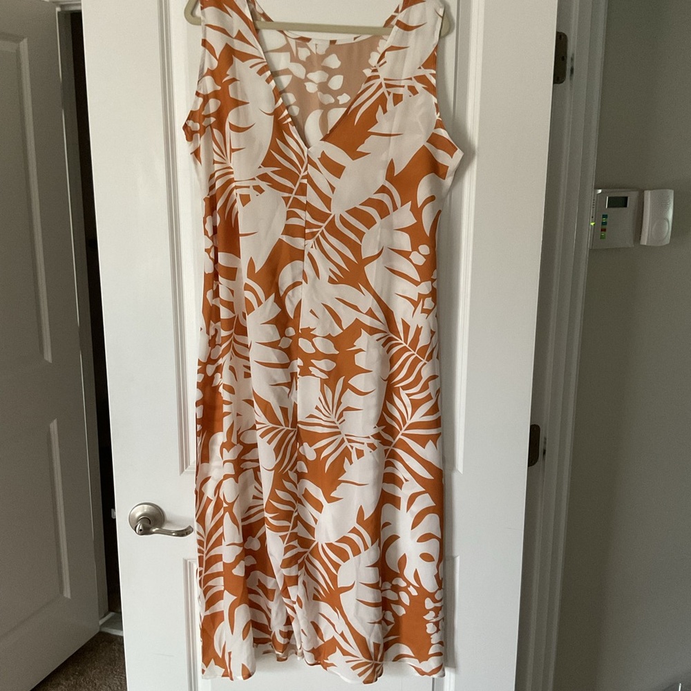 Tropical Orange and White Sleeveless Dress